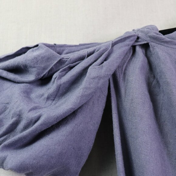 Free People Julietta Off Shoulder Maxi Dress S Blue Granite Linen Puff Sleeve - Picture 13 of 16